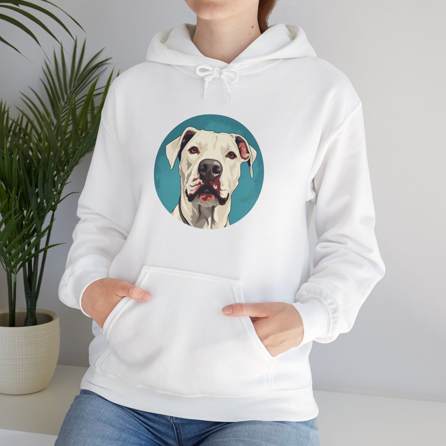 Natural Ear Dogo Argentino Heavy Hooded Sweatshirt