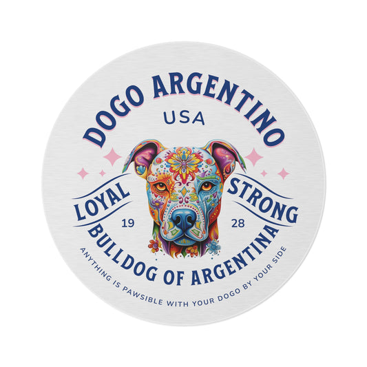 Dogo Argentino Day of the Dead Round Rug