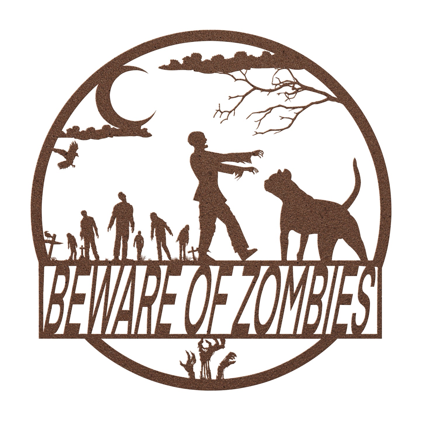 Beware of Zombies Metal Sign
