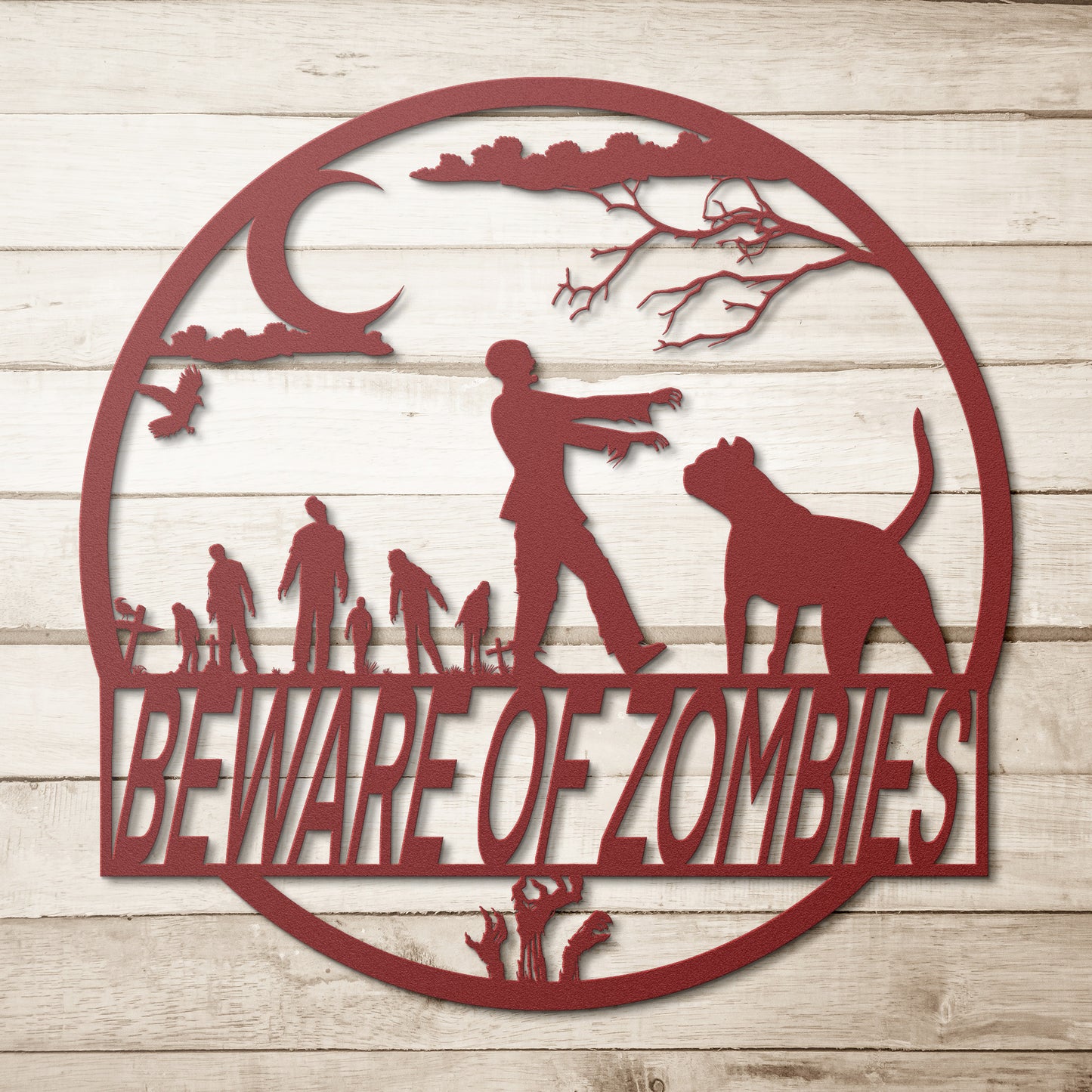 Beware of Zombies Metal Sign