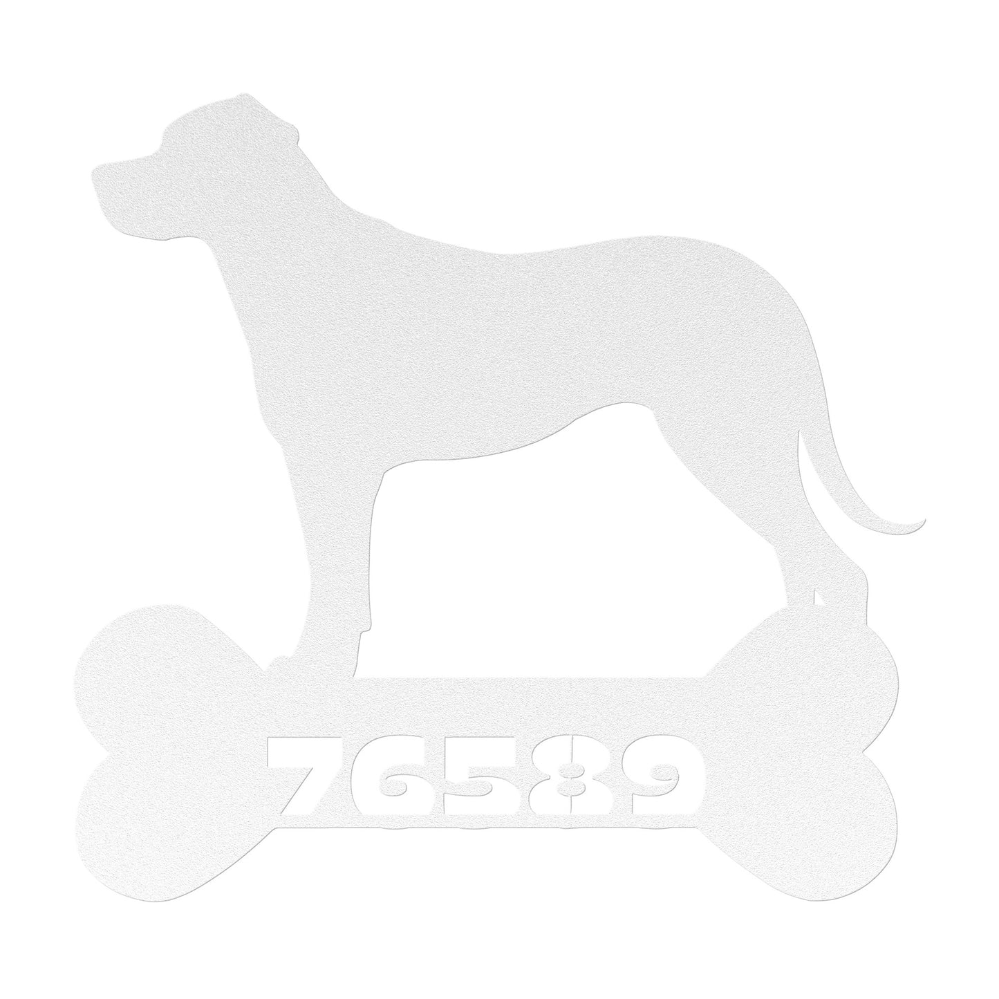 Natural Eared Dogo on Bone Personalized House Number Metal Sign