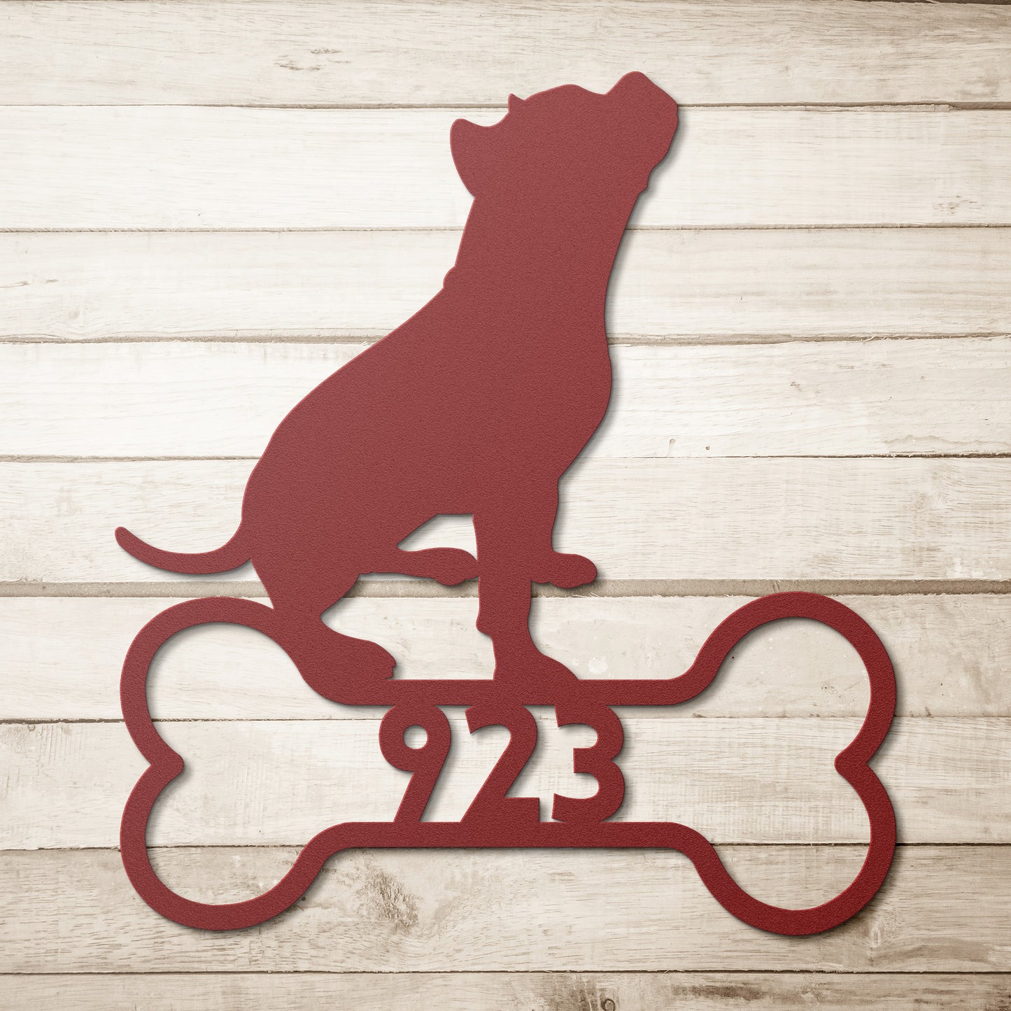 Dogo Begging Personalized House Number Metal Sign