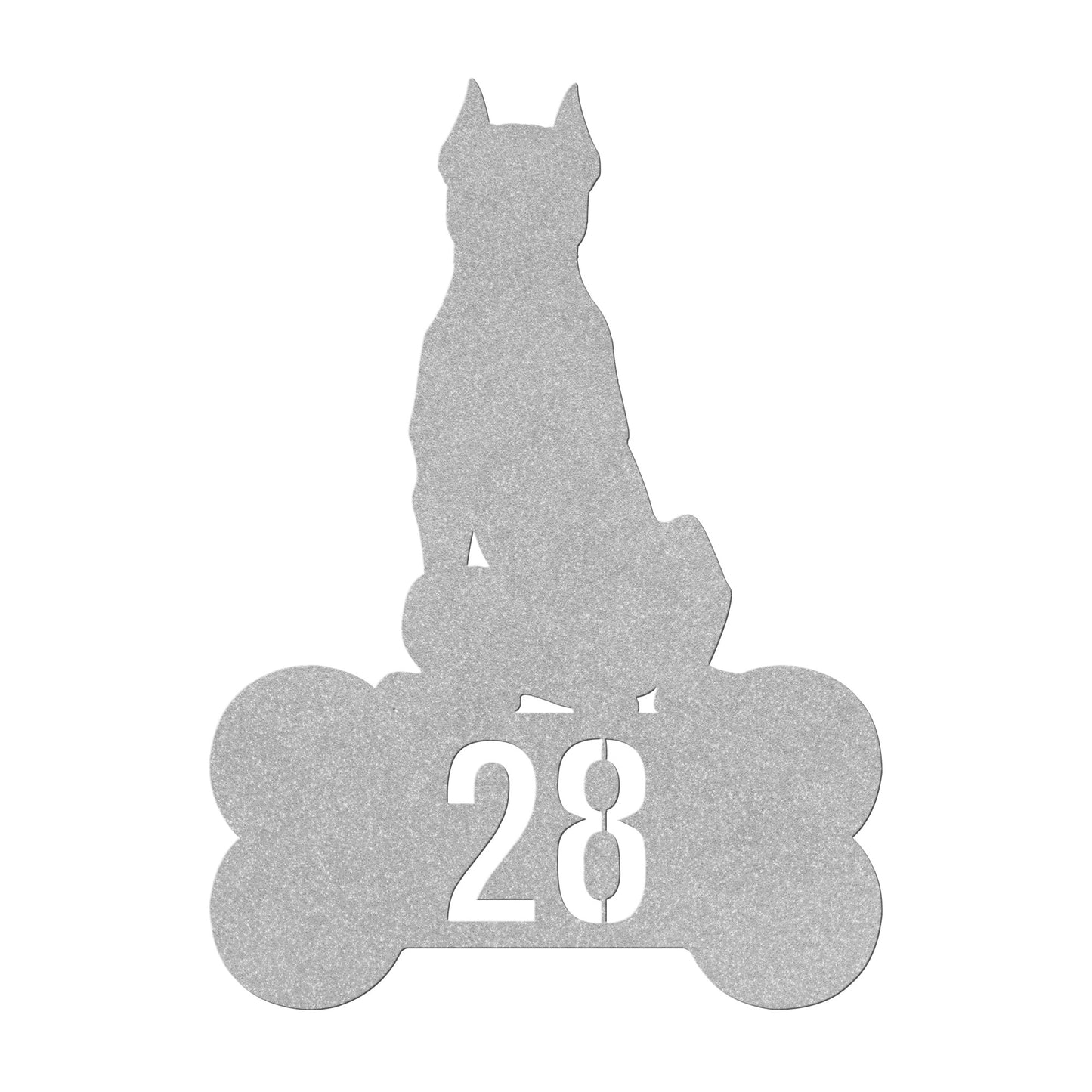 Dogo Sitting On Bone House Number Personalized Metal Sign