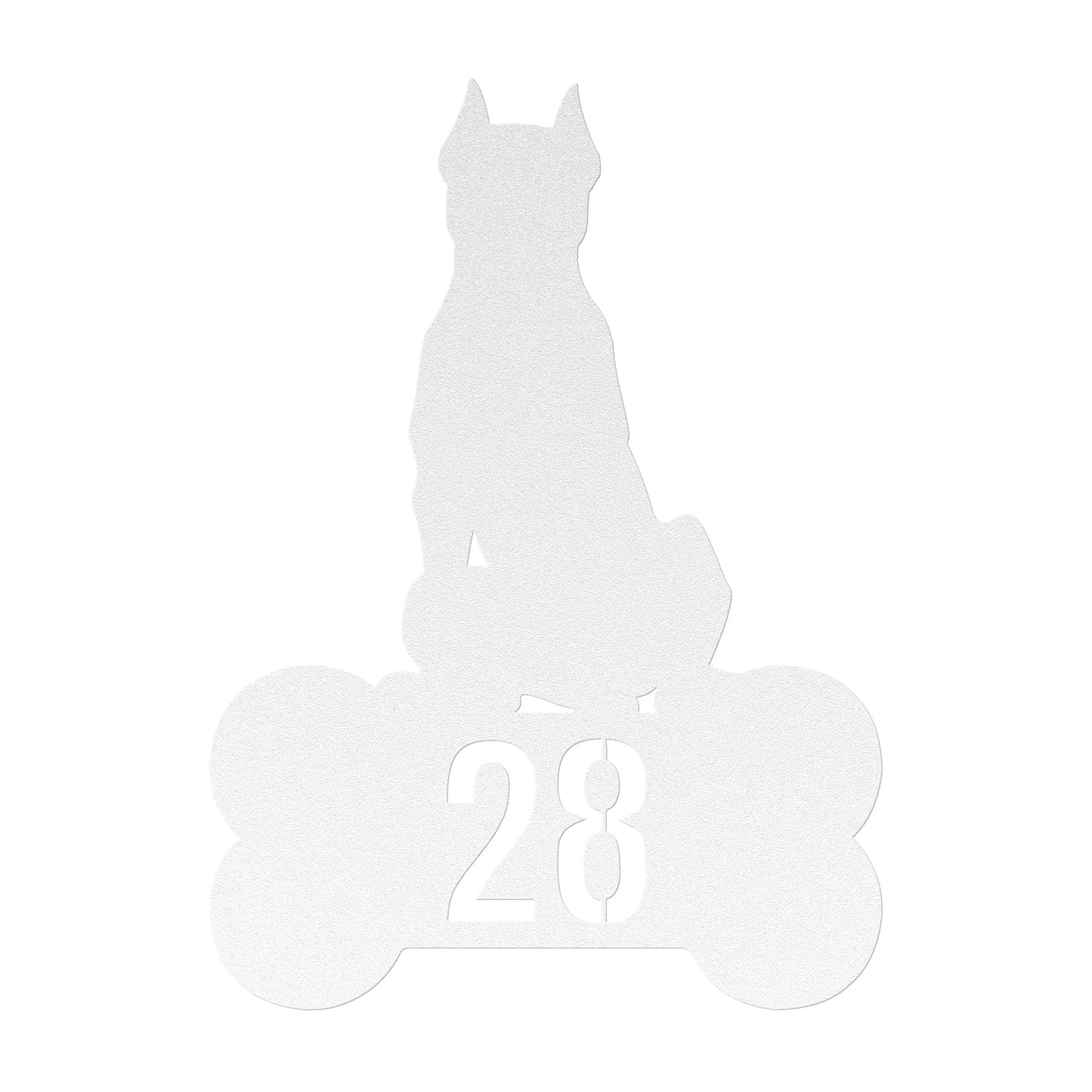 Dogo Sitting On Bone House Number Personalized Metal Sign