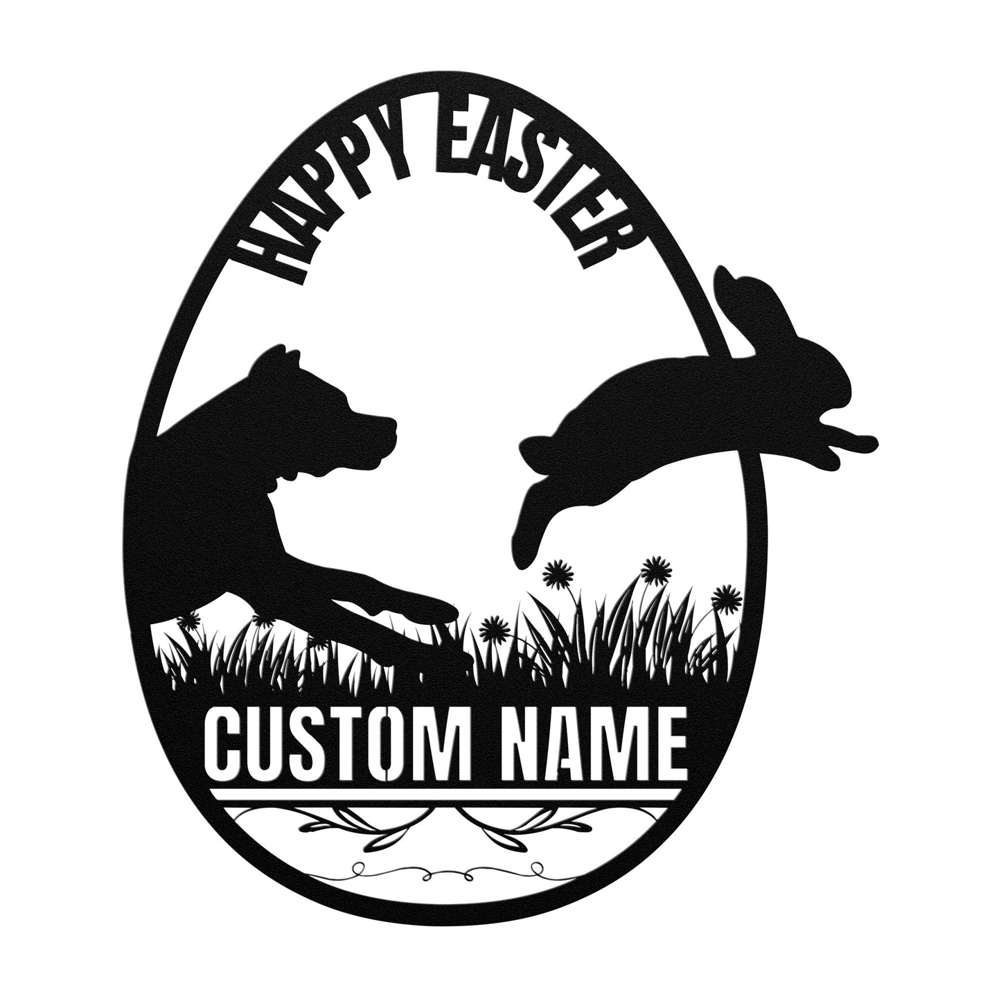 Easter Dogo and Bunny Personalized Metal Sign