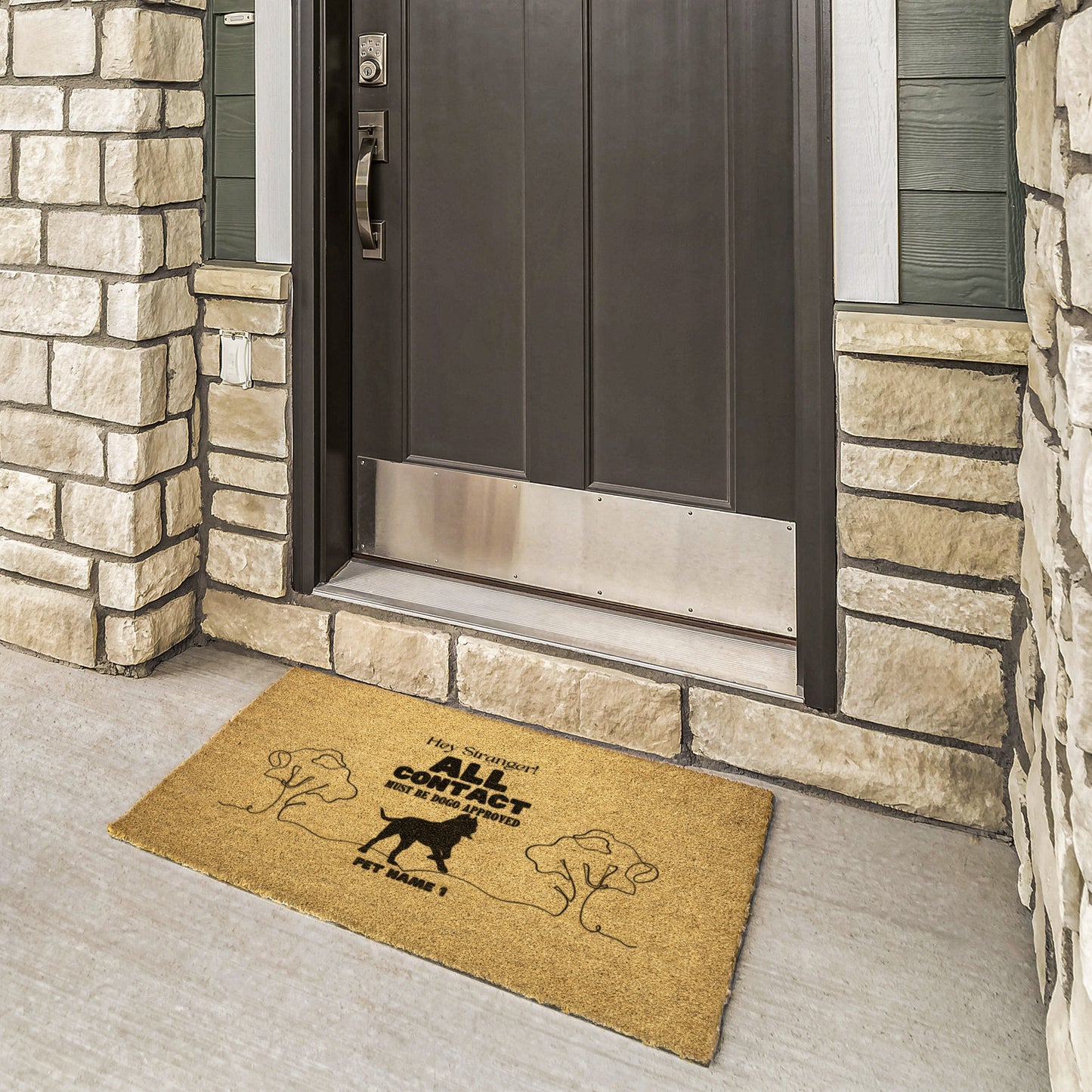 Hey Stranger Personalized 1 Dog Welcome Mat