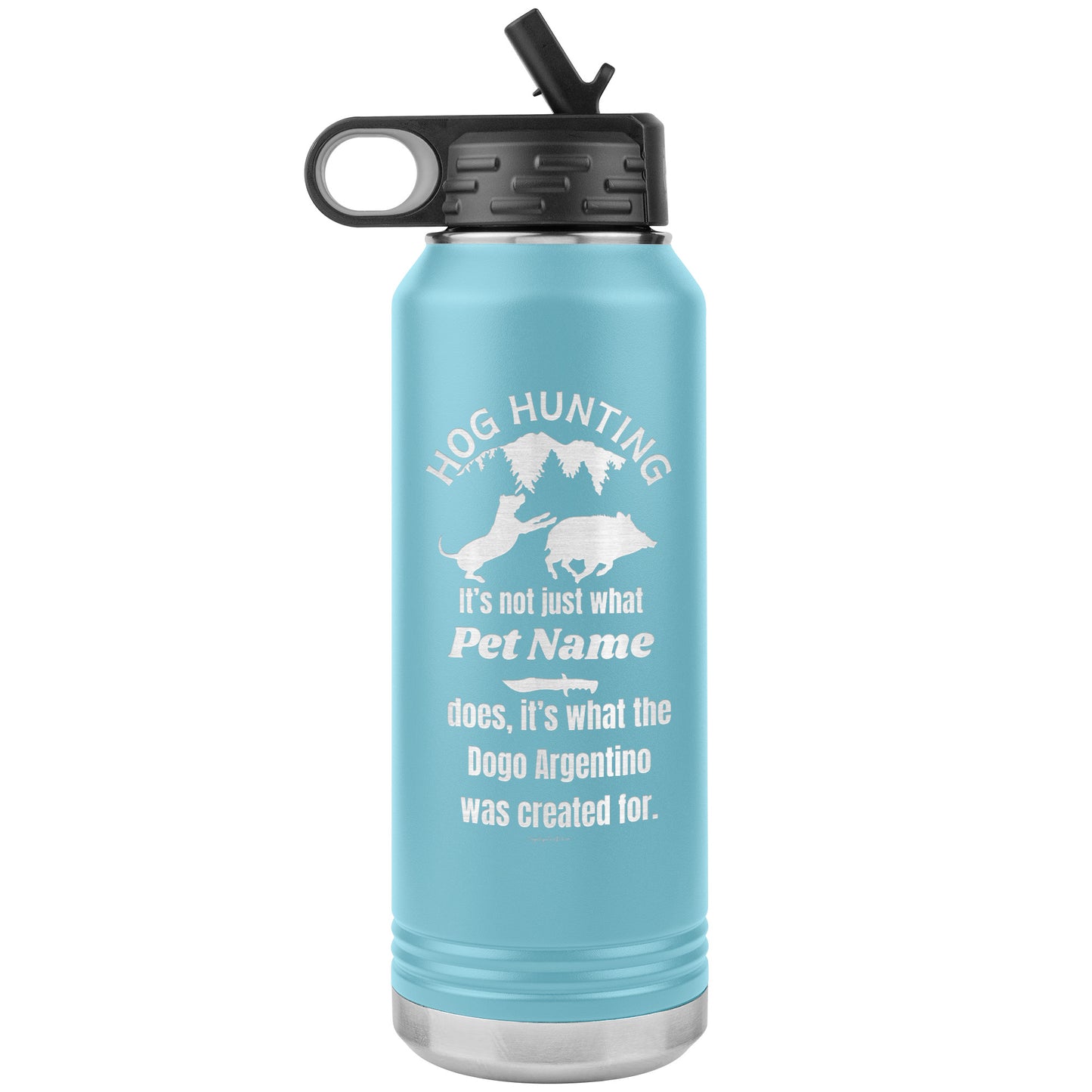 Hog Hunting Laser Etched Custom Water Bottle 32oz