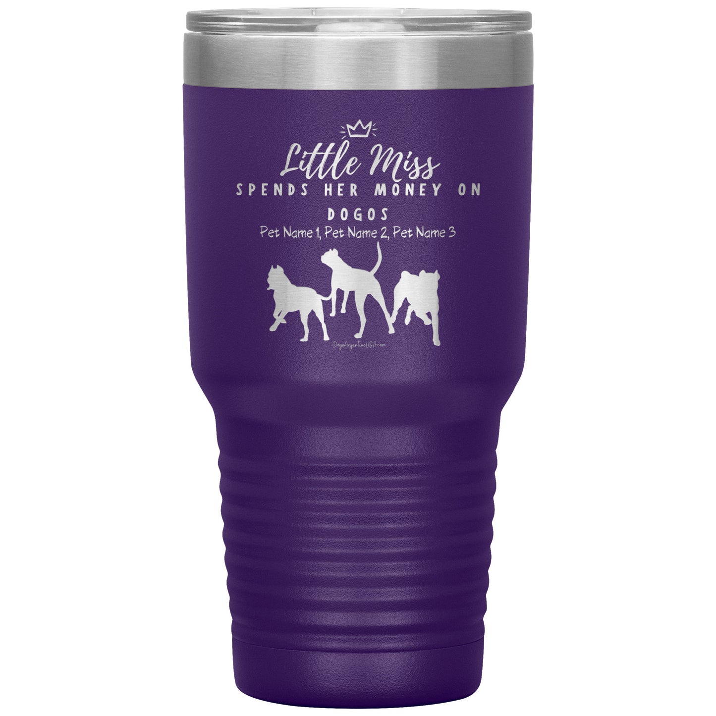 Little Miss Spends Her Money On Dogo Argentinos 3 Pet Personalized Laser Etched Tumbler 30oz