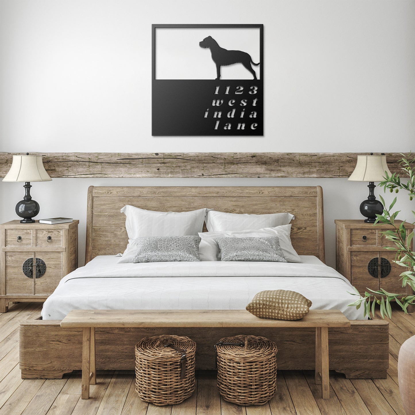 Modern Dogo Argentino Square Personalized Address Sign
